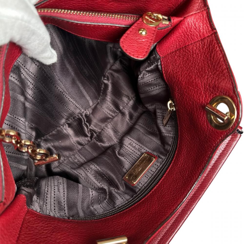 Salvatore Ferragamo サルヴァトーレフェラガモ ハンドバッグ ダブルガンチーニ レザー レッド 赤 ゴールド金具 レディース【中古品】