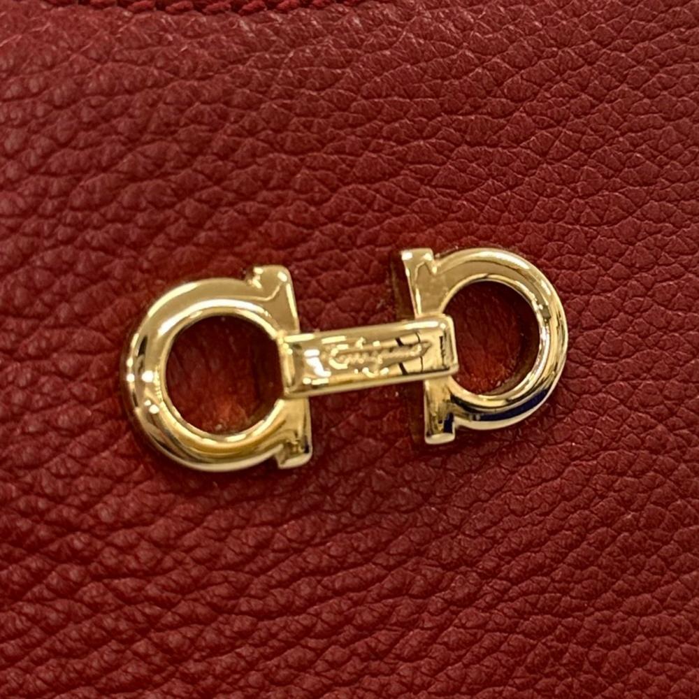 Salvatore Ferragamo サルヴァトーレフェラガモ ハンドバッグ ダブルガンチーニ レザー レッド 赤 ゴールド金具 レディース【中古品】