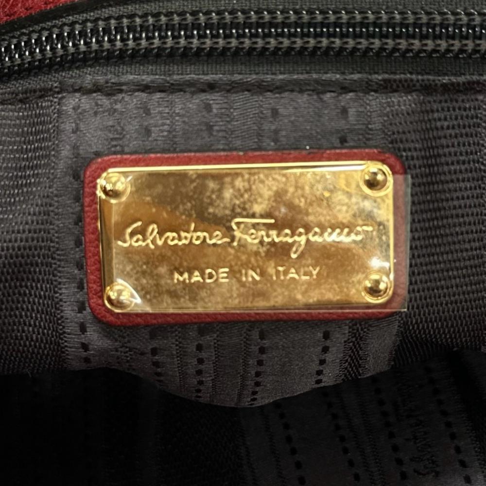 Salvatore Ferragamo サルヴァトーレフェラガモ ハンドバッグ ダブルガンチーニ レザー レッド 赤 ゴールド金具 レディース【中古品】