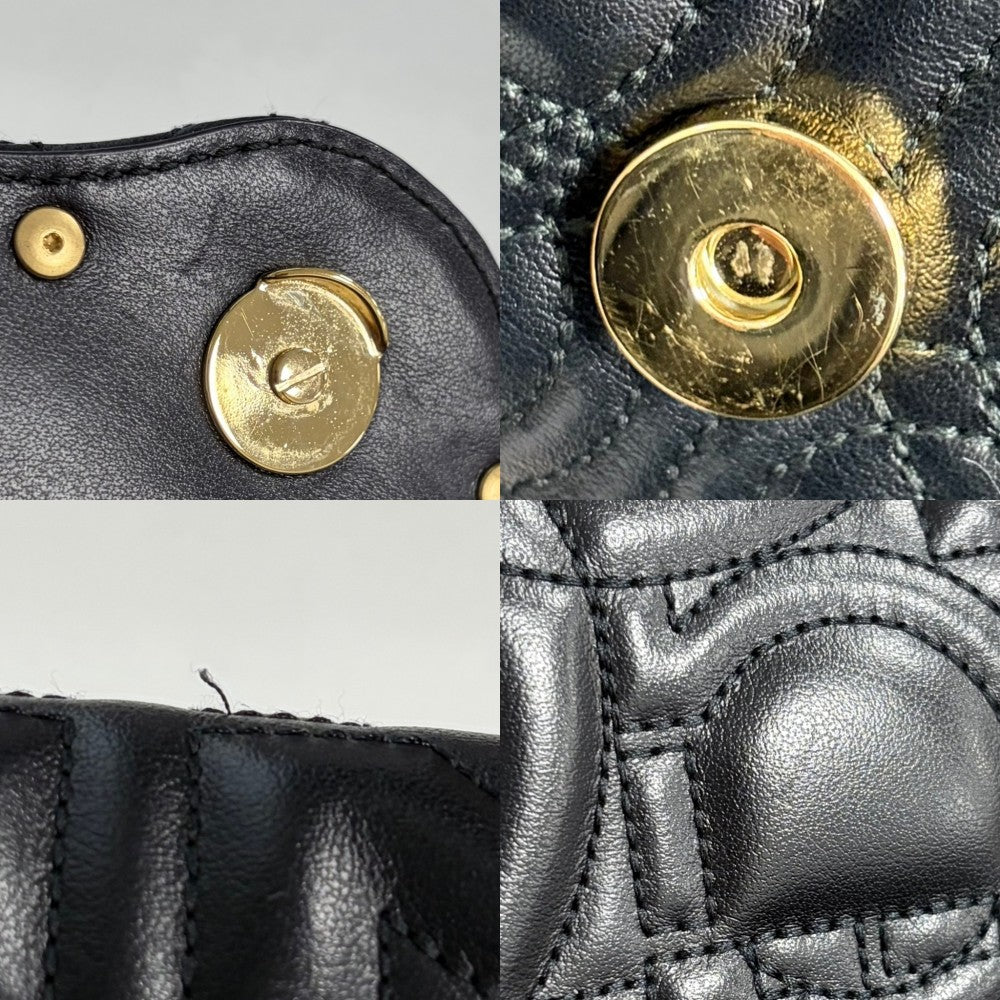 Salvatore Ferragamo サルヴァトーレフェラガモ ショルダーバッグ ガンチーニ チェーンショルダー レザー ブラック 黒 ゴールド金具 レディース【中古品】