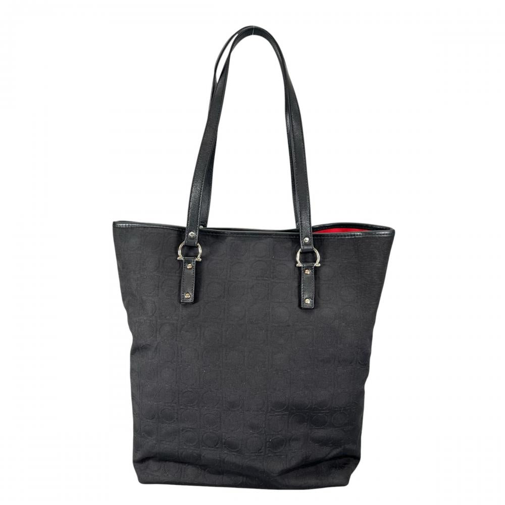 Salvatore Ferragamo サルヴァトーレフェラガモ トートバッグ ガンチーニ AU-21 4909 ナイロン ブラック 黒 シルバー金具 レディース【中古品】