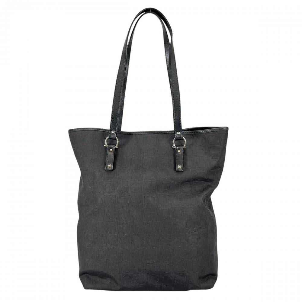 Salvatore Ferragamo サルヴァトーレフェラガモ トートバッグ ガンチーニ AU-21 4909 ナイロン ブラック 黒 シルバー金具 レディース【中古品】