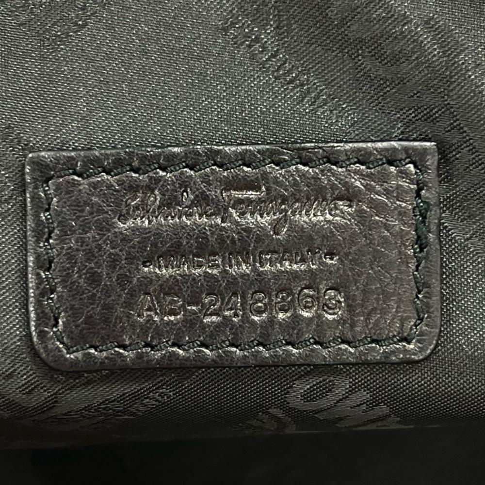 Salvatore Ferragamo サルヴァトーレフェラガモ トートバッグ ナイロン レザー パープル 紫
 ブラック 黒 シルバー金具 レディース【中古品】