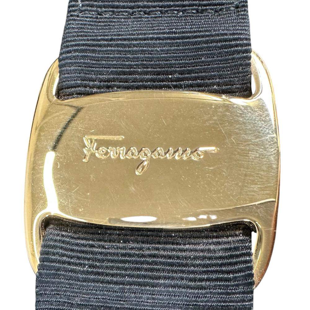 Salvatore Ferragamo サルヴァトーレフェラガモ ハンドバッグ ヴェラ クロコ型押し 2WAY A217201 ブラック 黒 ゴールド金具 レディース【中古品】