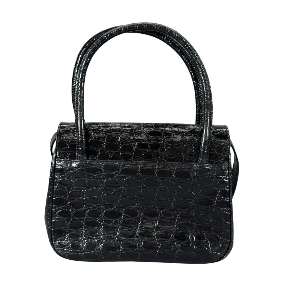 Salvatore Ferragamo サルヴァトーレフェラガモ ハンドバッグ ヴェラ クロコ型押し 2WAY A217201 ブラック 黒 ゴールド金具 レディース【中古品】