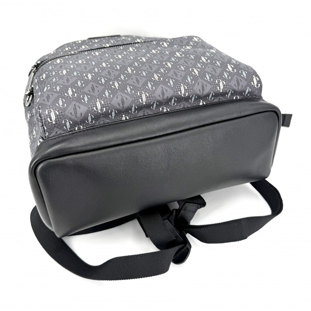 JIMMY CHOO ジミーチュウ リュック ロゴ バックパック レザー グレー シルバー金具 レディース【中古品】