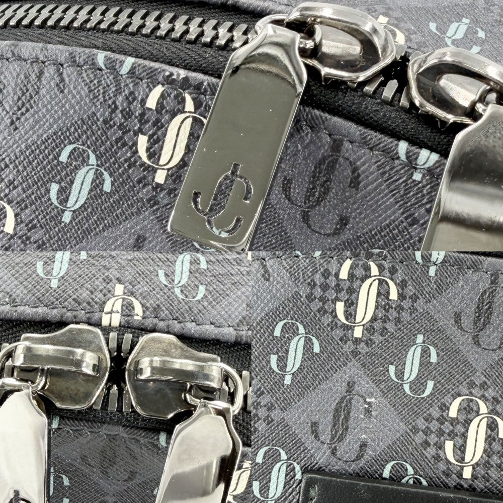 JIMMY CHOO ジミーチュウ リュック ロゴ バックパック レザー グレー シルバー金具 レディース【中古品】