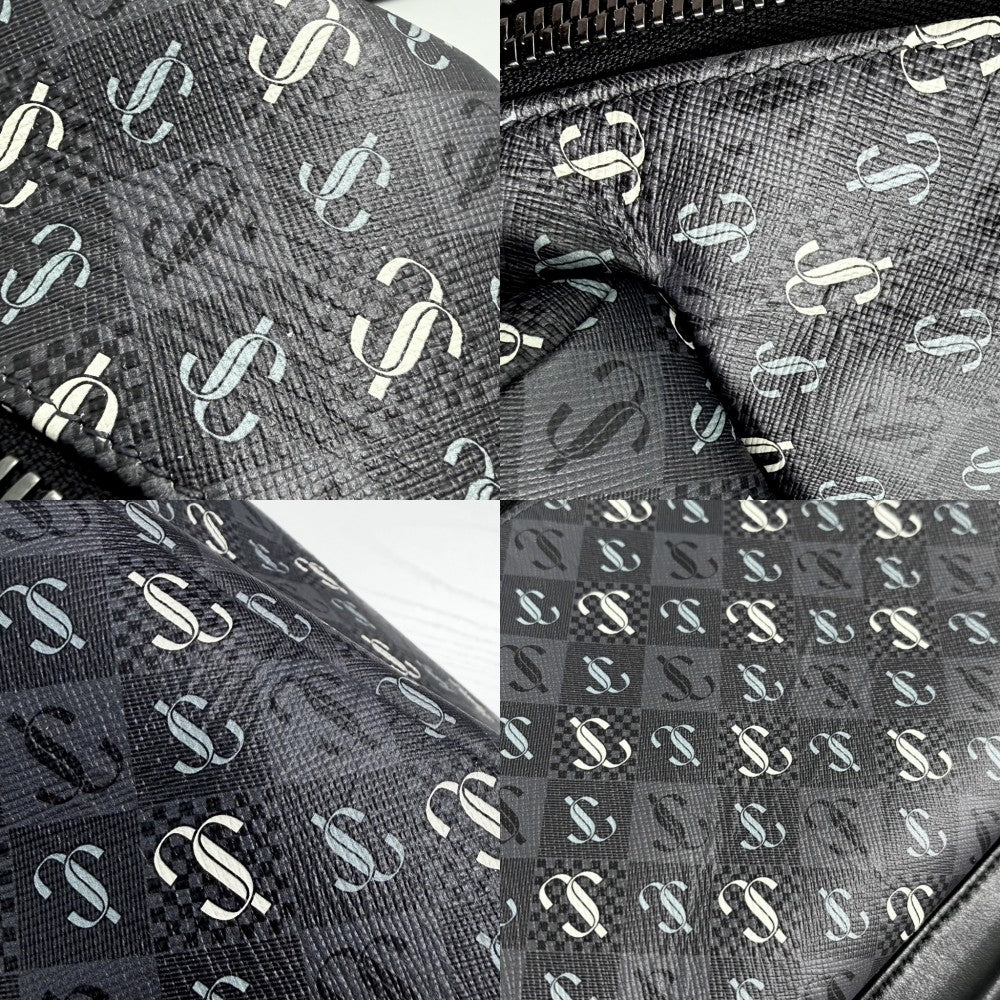 JIMMY CHOO ジミーチュウ リュック ロゴ バックパック レザー グレー シルバー金具 レディース【中古品】