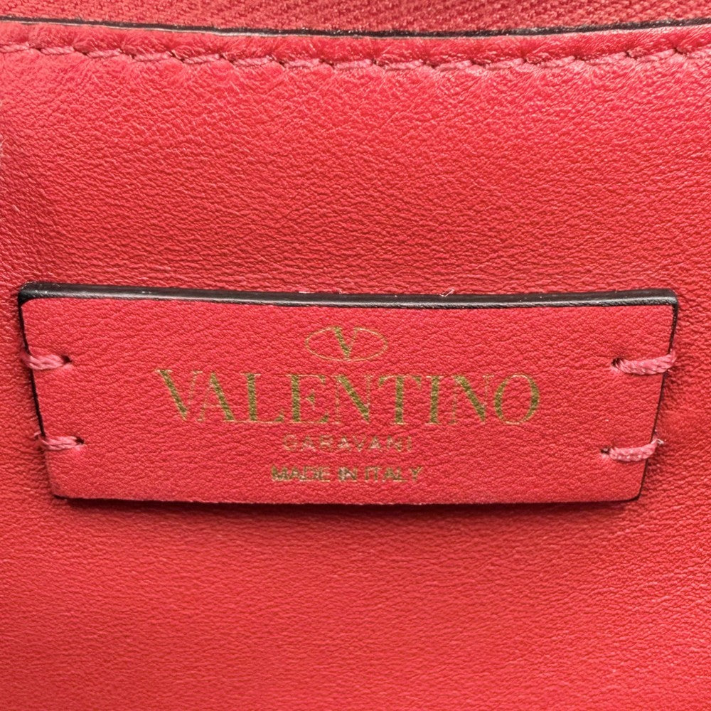 Valentino Garavani ヴァレンティノ・ガラヴァーニ ショルダーバッグ Vスリング ワンショルダーバッグ レザー ブラック 黒 レッド 赤 ゴールド金具 レディース【中古品】