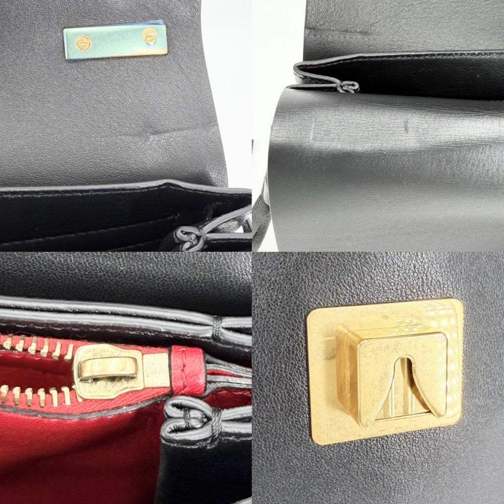 Valentino Garavani ヴァレンティノ・ガラヴァーニ ショルダーバッグ Vスリング ワンショルダーバッグ レザー ブラック 黒 レッド 赤 ゴールド金具 レディース【中古品】