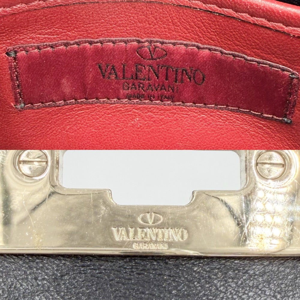 Valentino Garavani ヴァレンティノ・ガラヴァーニ ショルダーバッグ ロックスタッズ スパイク スモールバッグ ハンドバッグ 小さめ 2WAY レザー ブラック 黒 ゴールド金具 レディース【中古品】