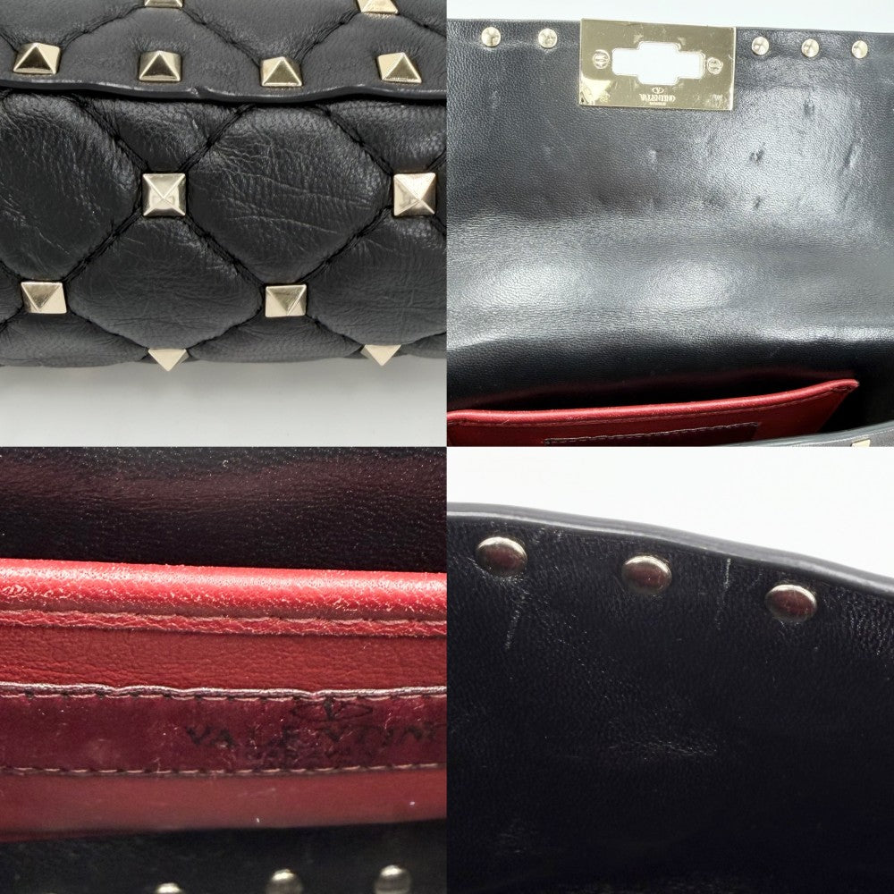 Valentino Garavani ヴァレンティノ・ガラヴァーニ ショルダーバッグ ロックスタッズ スパイク スモールバッグ ハンドバッグ 小さめ 2WAY レザー ブラック 黒 ゴールド金具 レディース【中古品】