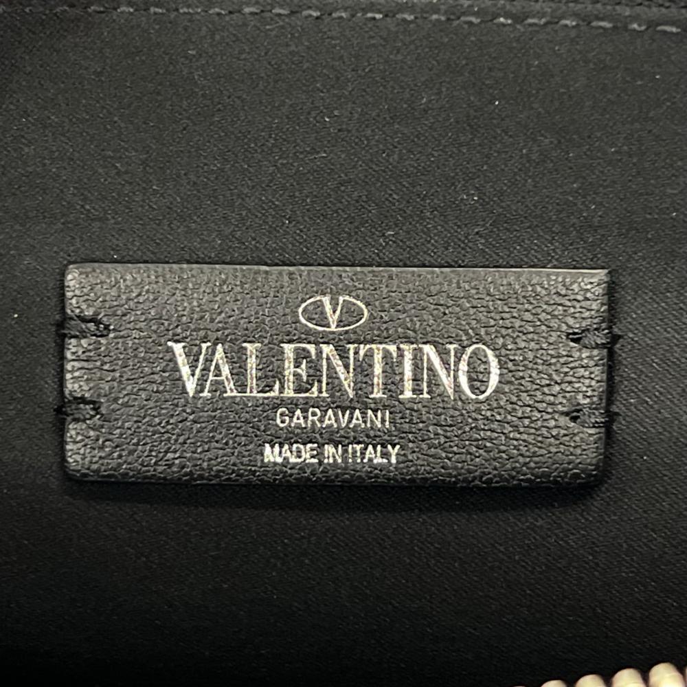 Valentino Garavani ヴァレンティノ・ガラヴァーニ クラッチバッグ VLTN センターロゴ YP0P09LVN レザー ブラック 黒 シルバー金具 メンズ【中古品】