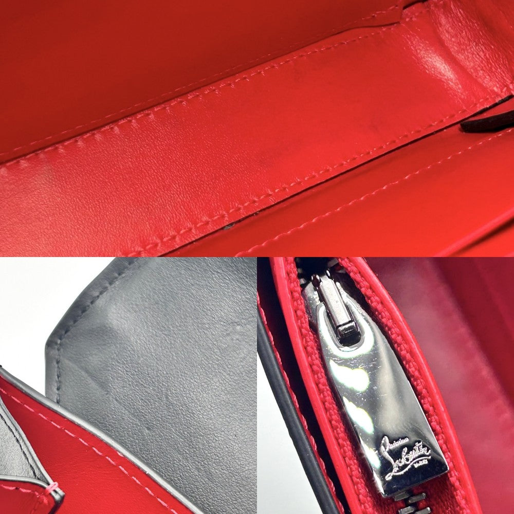 【開店SALE】 Christian Louboutin クリスチャンルブタン ショルダーバッグ エクスプローラーファンクウォレット クロコ型押し ショルダーウォレット 1245218 レザー ブラック 黒 レッド 赤 ガンメタル金具 ユニセックス【中古品】