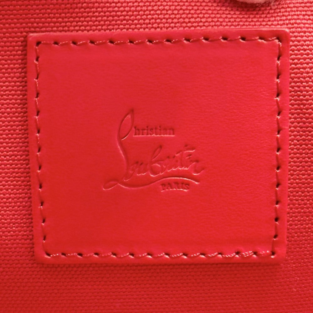 Christian Louboutin クリスチャンルブタン トートバッグ ナストロルビ Nastroloubi S ハンドバッグ キャンバス レザー ブラック 黒 レッド 赤 ガンメタル金具 レディース【中古品】