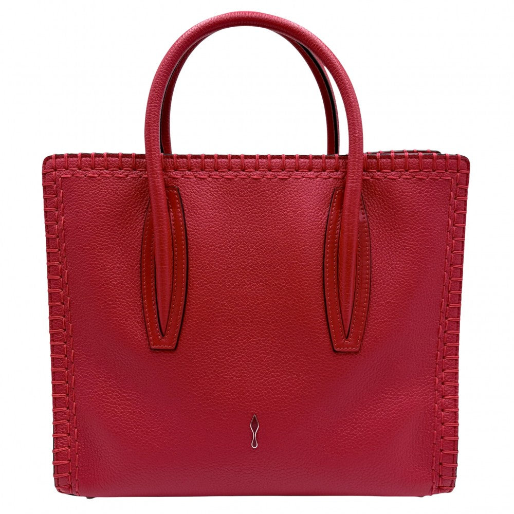 Christian Louboutin クリスチャンルブタン 2WAY パロマ ミディアム ハンドバッグ ショルダーバッグ Paloma medium トートバッグ スウェード レザー レッド 赤 シルバー金具 レディース【中古品】