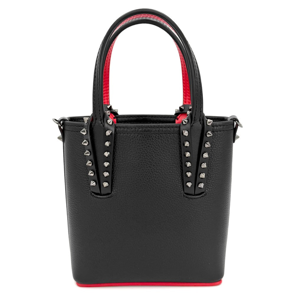 Christian Louboutin クリスチャンルブタン 2WAY カバタN/S ミニ ハンドバッグ ショルダーバッグ Cabata スタッズ レザー ブラック 黒 レッド 赤 ガンメタル金具 レディース【中古品】
