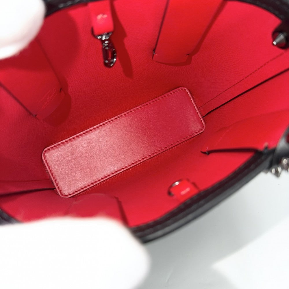Christian Louboutin クリスチャンルブタン 2WAY カバタN/S ミニ ハンドバッグ ショルダーバッグ Cabata スタッズ レザー ブラック 黒 レッド 赤 ガンメタル金具 レディース【中古品】