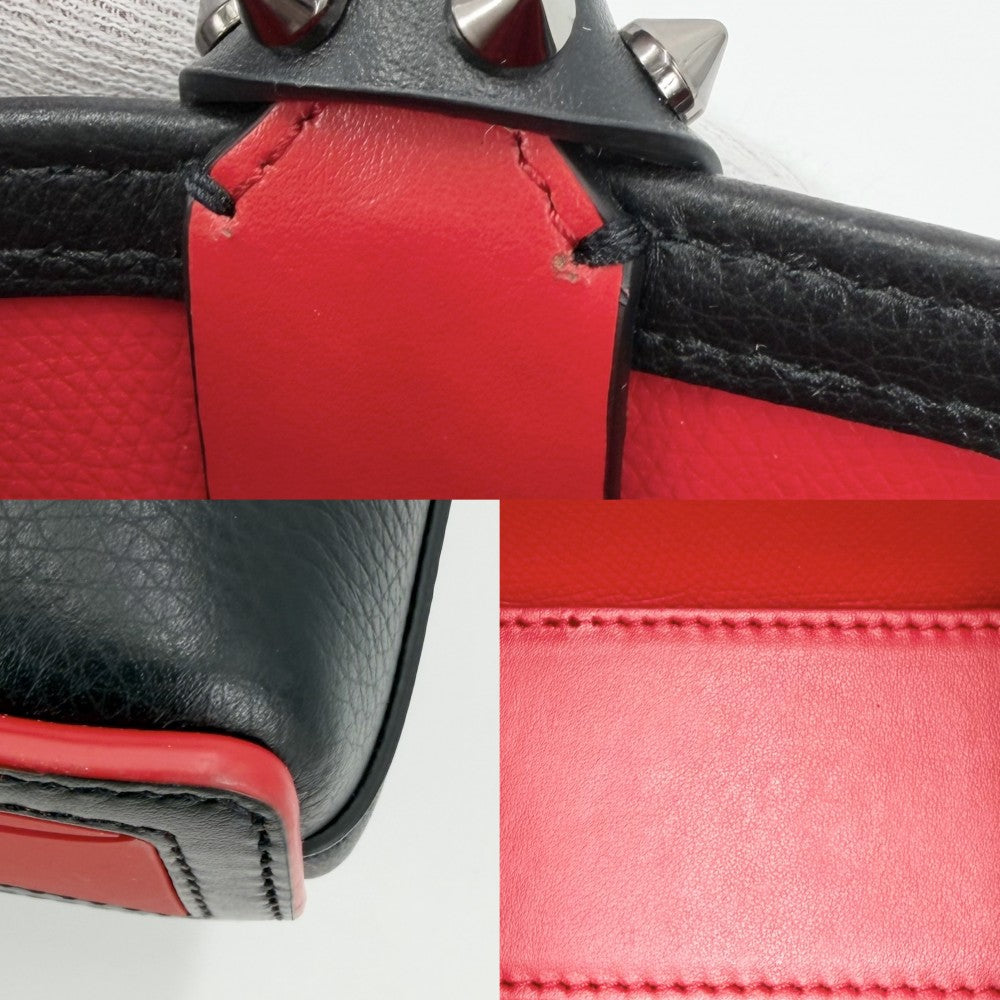Christian Louboutin クリスチャンルブタン 2WAY カバタN/S ミニ ハンドバッグ ショルダーバッグ Cabata スタッズ レザー ブラック 黒 レッド 赤 ガンメタル金具 レディース【中古品】
