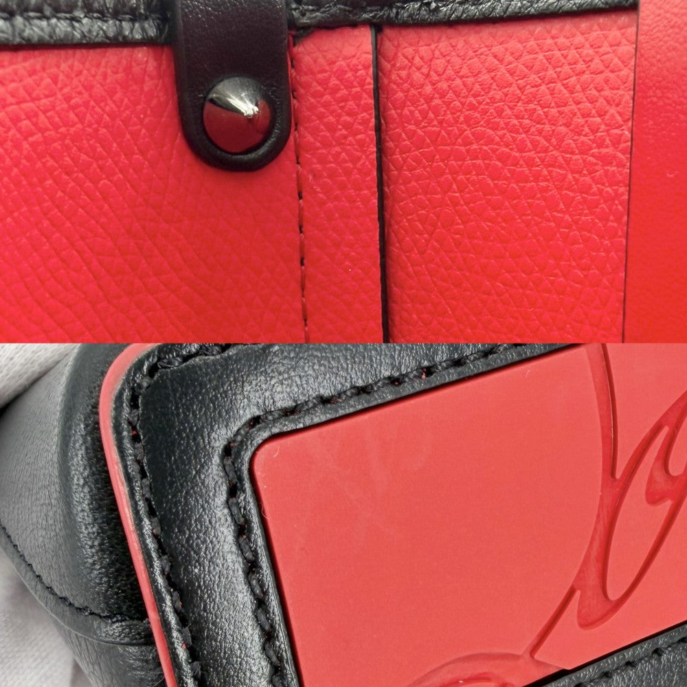 Christian Louboutin クリスチャンルブタン 2WAY カバタN/S ミニ ハンドバッグ ショルダーバッグ Cabata スタッズ レザー ブラック 黒 レッド 赤 ガンメタル金具 レディース【中古品】