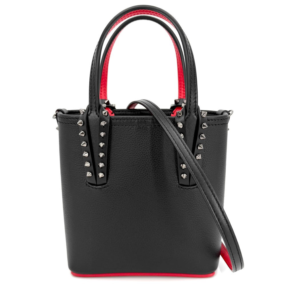 Christian Louboutin クリスチャンルブタン 2WAY カバタN/S ミニ ハンドバッグ ショルダーバッグ Cabata スタッズ レザー ブラック 黒 レッド 赤 ガンメタル金具 レディース【中古品】