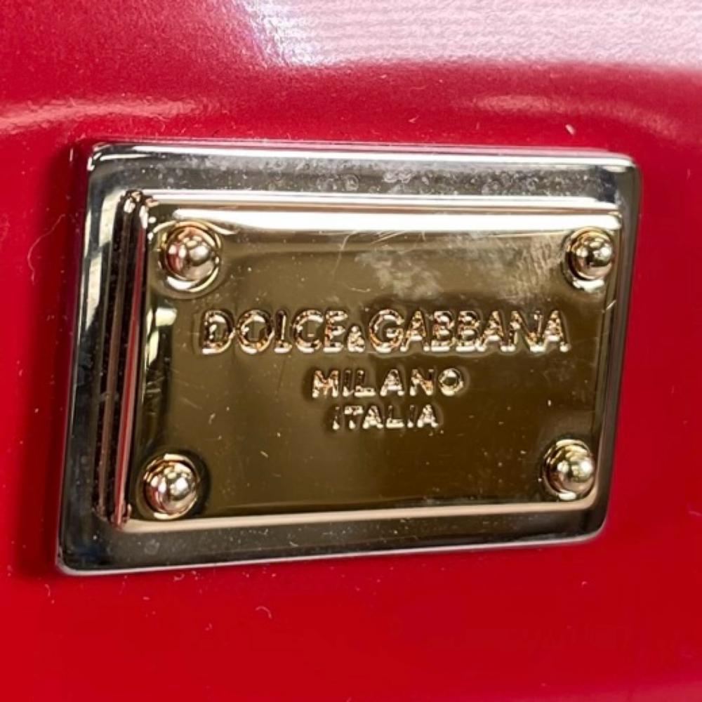 DOLCE&GABBANA ドルチェアンドガッバーナ 2WAY シシリー ショルダー パテントレザー レッド 赤 ゴールド金具 レディース【中古品】
