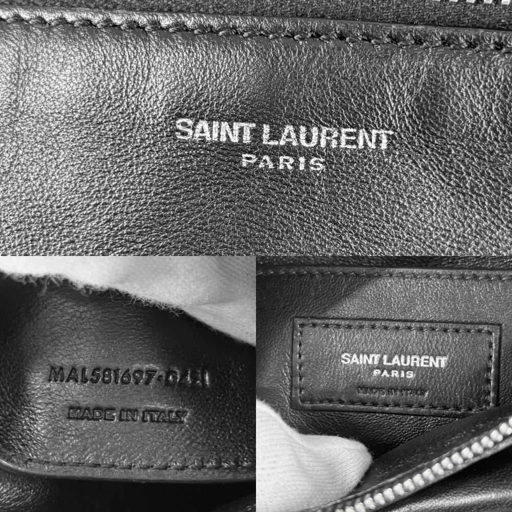 【開店SALE】 SAINT LAURENT PARIS サンローランパリ ショルダーバッグ サコッシュ ショルダーポーチ ミニバッグ 581697 レザー ブラック 黒 シルバー金具 レディース【中古品】