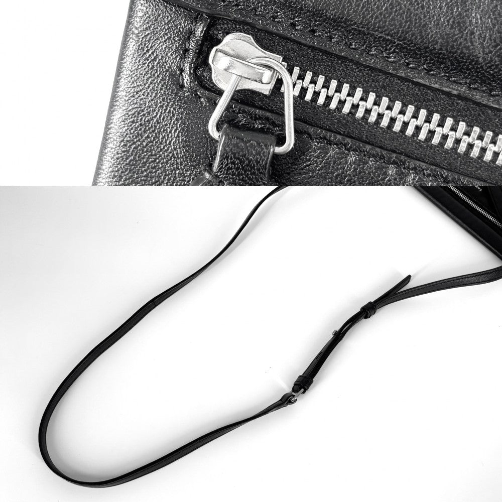 【開店SALE】 SAINT LAURENT PARIS サンローランパリ ショルダーバッグ サコッシュ ショルダーポーチ ミニバッグ 581697 レザー ブラック 黒 シルバー金具 レディース【中古品】