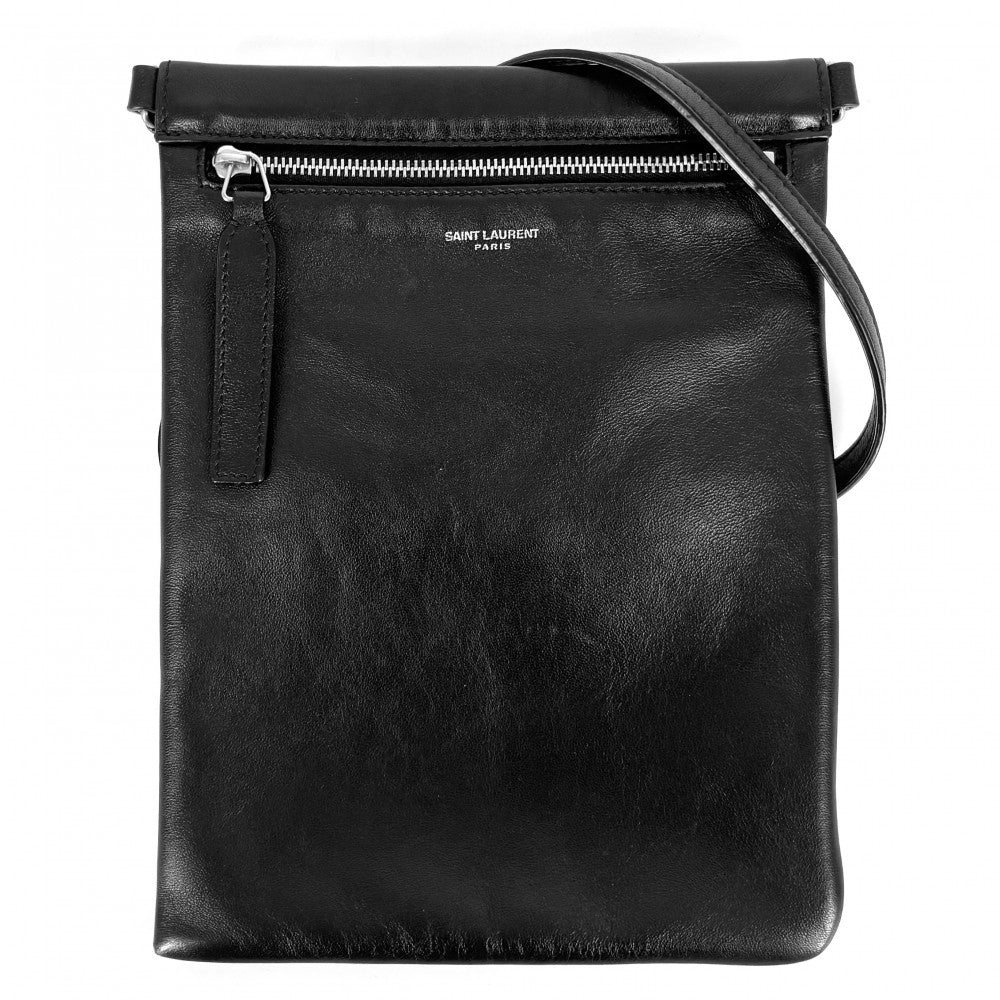 【開店SALE】 SAINT LAURENT PARIS サンローランパリ ショルダーバッグ サコッシュ ショルダーポーチ ミニバッグ 581697 レザー ブラック 黒 シルバー金具 レディース【中古品】