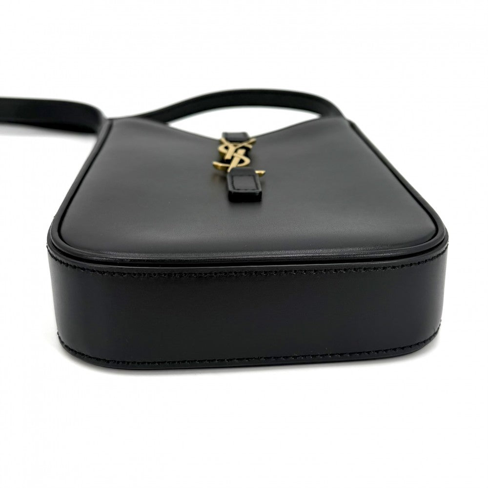 【開店SALE】 YVES SAINT LAURENT イヴ・サンローラン ショルダーバッグ YSLロゴ LE 5 A 7 735214 レザー ブラック 黒 ゴールド金具 レディース【中古品】