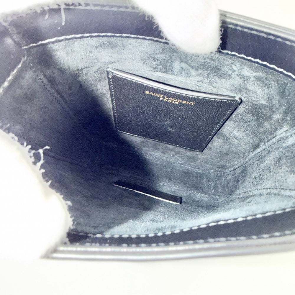 【開店SALE】 YVES SAINT LAURENT イヴ・サンローラン ショルダーバッグ YSLロゴ LE 5 A 7 735214 レザー ブラック 黒 ゴールド金具 レディース【中古品】