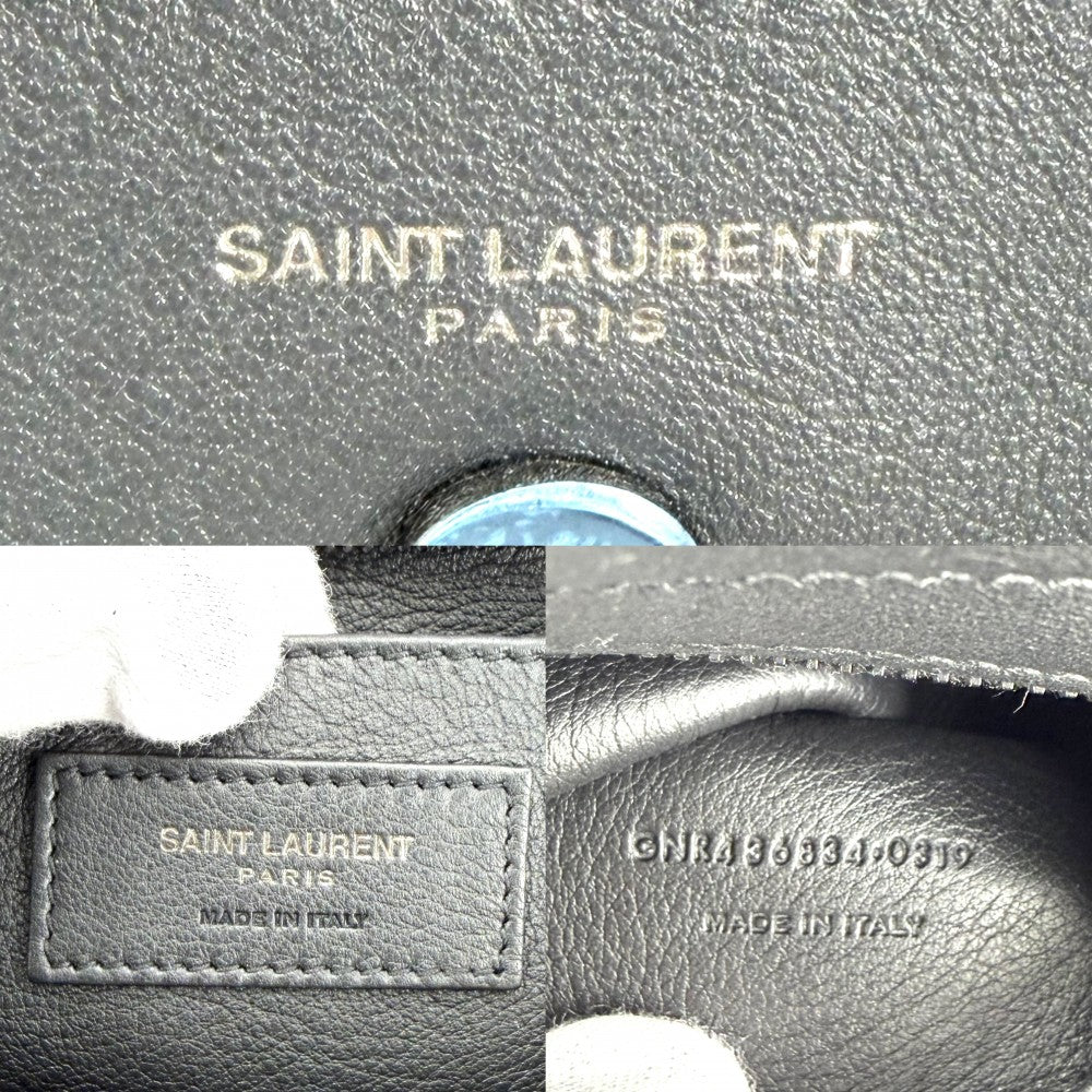 【開店SALE】 SAINT LAURENT PARIS サンローランパリ 2WAY ベイビー ダウンタウンカバス ハンドバッグ ショルダーバッグ YSLロゴ 鞄 かばん 型押しレザー 436834 レザー ブラック 黒 ブラック金具 レディース【中古品】