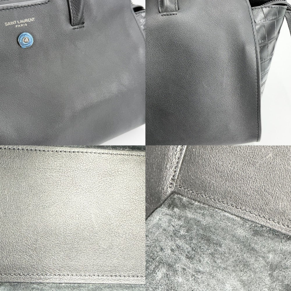 【開店SALE】 SAINT LAURENT PARIS サンローランパリ 2WAY ベイビー ダウンタウンカバス ハンドバッグ ショルダーバッグ YSLロゴ 鞄 かばん 型押しレザー 436834 レザー ブラック 黒 ブラック金具 レディース【中古品】