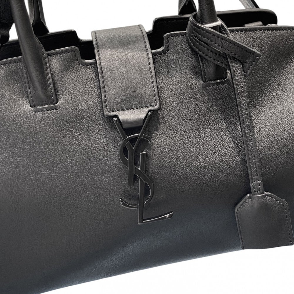 【開店SALE】 SAINT LAURENT PARIS サンローランパリ 2WAY ベイビー ダウンタウンカバス ハンドバッグ ショルダーバッグ YSLロゴ 鞄 かばん 型押しレザー 436834 レザー ブラック 黒 ブラック金具 レディース【中古品】