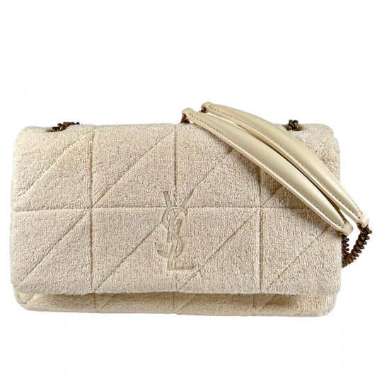 YVES SAINT LAURENT イヴ・サンローラン 2WAY ジェイミー ハンドバッグ ショルダーバッグ 735035 パイル レザー ホワイト 白 ゴールド金具 レディース【中古品】