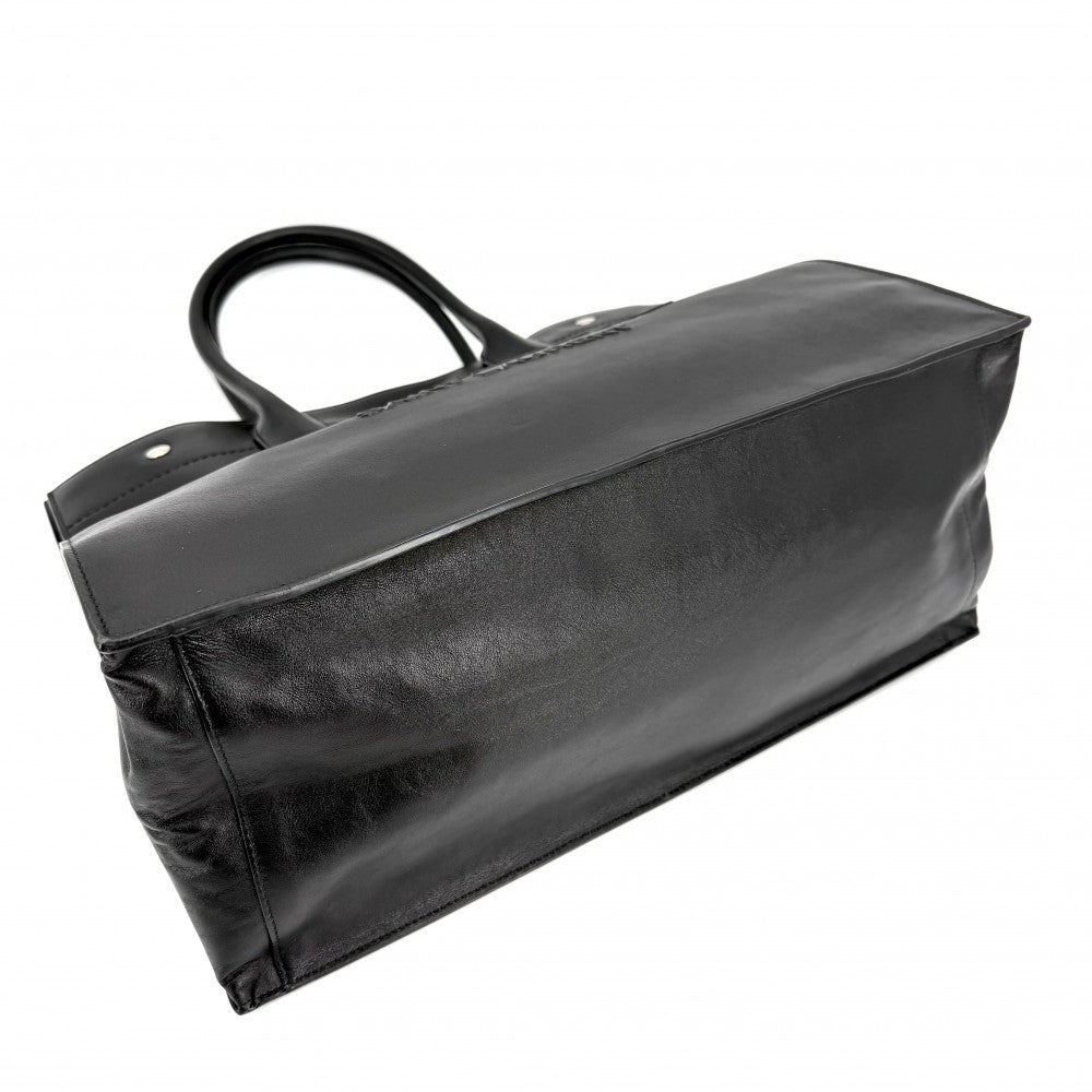 SAINT LAURENT PARIS サンローランパリ トートバッグ リヴゴーシュ ハンドバッグ RIVE GAUCHE 686266 レザー ブラック 黒 シルバー金具 レディース【中古品】