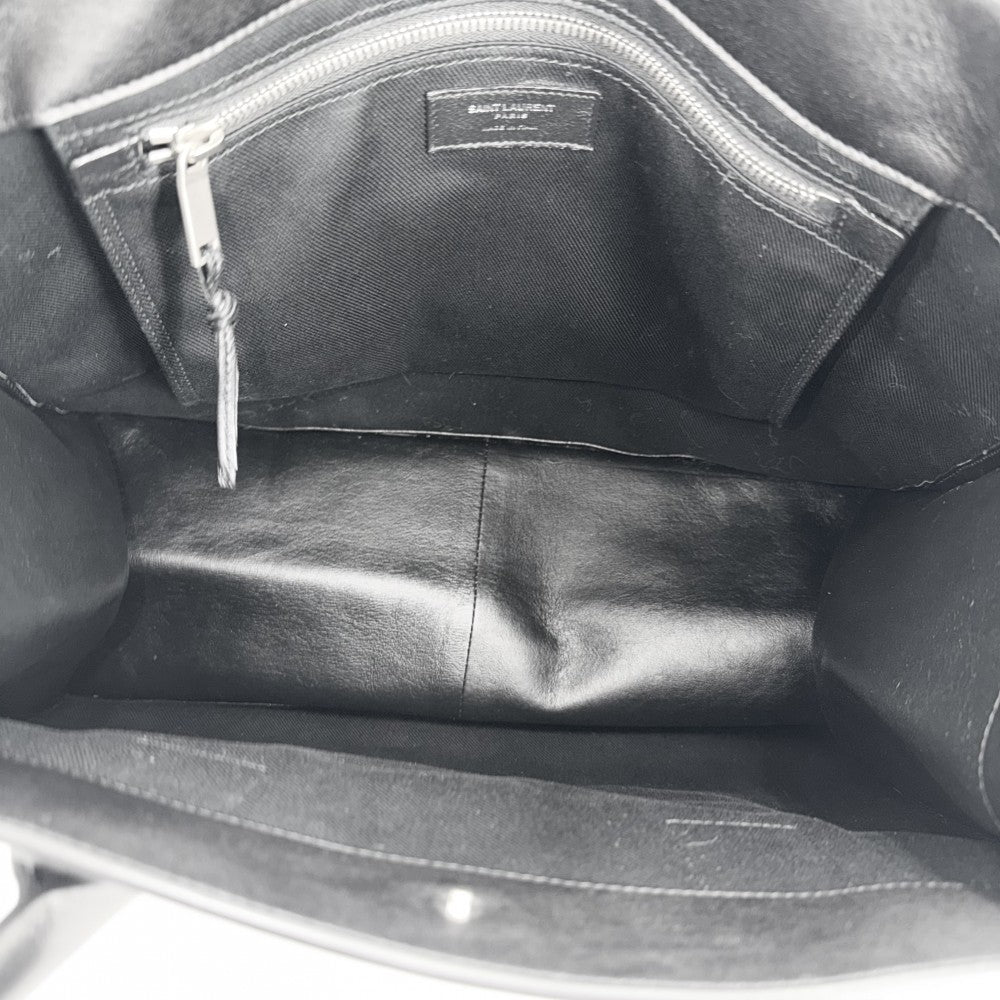 SAINT LAURENT PARIS サンローランパリ トートバッグ リヴゴーシュ ハンドバッグ RIVE GAUCHE 686266 レザー ブラック 黒 シルバー金具 レディース【中古品】