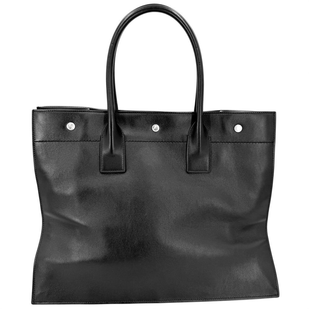 SAINT LAURENT PARIS サンローランパリ トートバッグ リヴゴーシュ ハンドバッグ RIVE GAUCHE 686266 レザー ブラック 黒 シルバー金具 レディース【中古品】