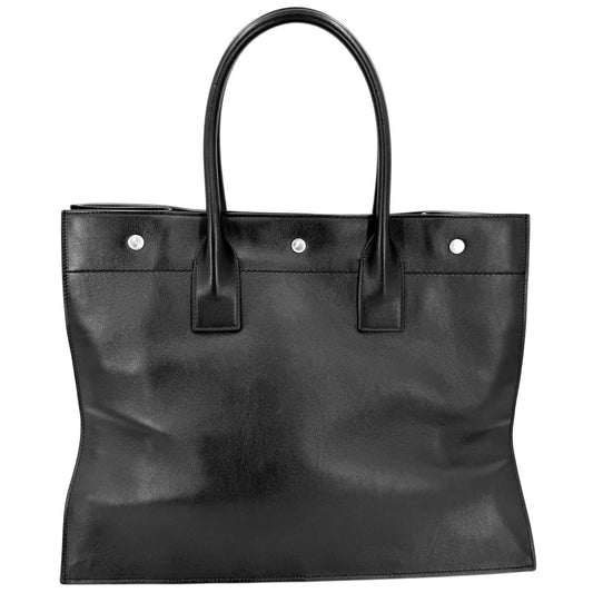 SAINT LAURENT PARIS サンローランパリ トートバッグ リヴゴーシュ ハンドバッグ RIVE GAUCHE 686266 レザー ブラック 黒 シルバー金具 レディース【中古品】