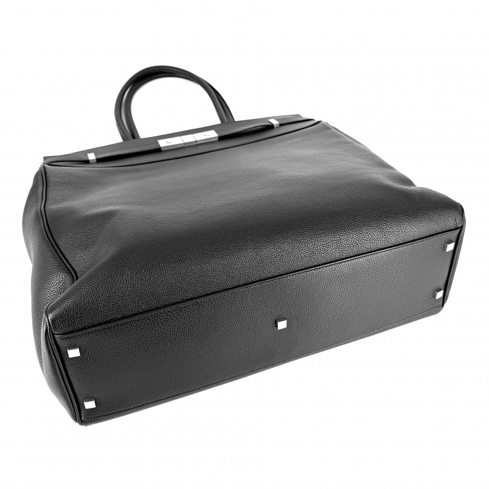SAINT LAURENT PARIS サンローランパリ トートバッグ マンハッタン N/S ハンドバッグ 大容量 757302 レザー ブラック 黒 シルバー金具 ユニセックス【中古品】