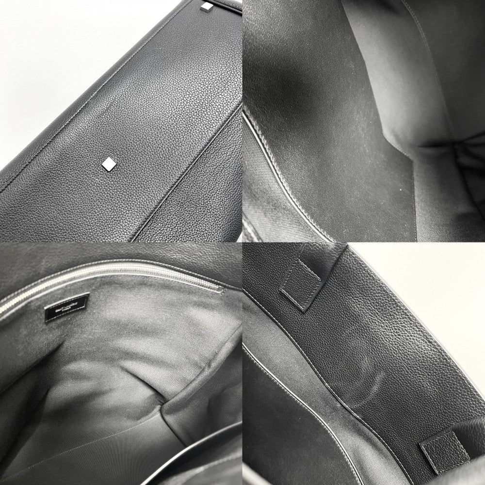 SAINT LAURENT PARIS サンローランパリ トートバッグ マンハッタン N/S ハンドバッグ 大容量 757302 レザー ブラック 黒 シルバー金具 ユニセックス【中古品】