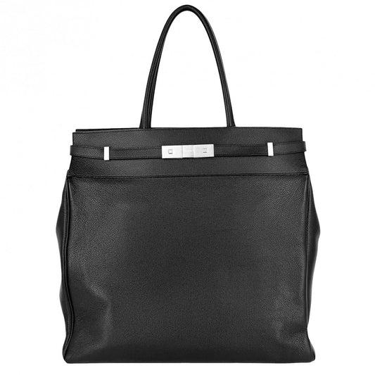 SAINT LAURENT PARIS サンローランパリ トートバッグ マンハッタン N/S ハンドバッグ 大容量 757302 レザー ブラック 黒 シルバー金具 ユニセックス【中古品】