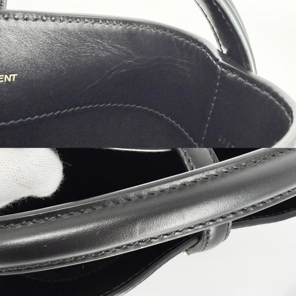 SAINT LAURENT PARIS サンローランパリ 2WAY LE 37 ミニ ハンドバッグ ショルダーバッグ バケット 765870 レザー ブラック 黒 ゴールド金具 レディース【中古品】