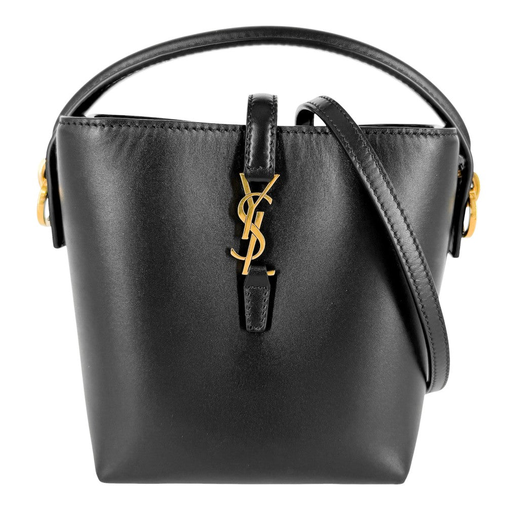 SAINT LAURENT PARIS サンローランパリ 2WAY LE 37 ミニ ハンドバッグ ショルダーバッグ バケット 765870 レザー ブラック 黒 ゴールド金具 レディース【中古品】