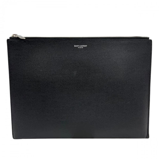 SAINT LAURENT PARIS サンローランパリ クラッチバッグ タブレットホルダー 397294 レザー ブラック 黒 シルバー金具 メンズ【中古品】