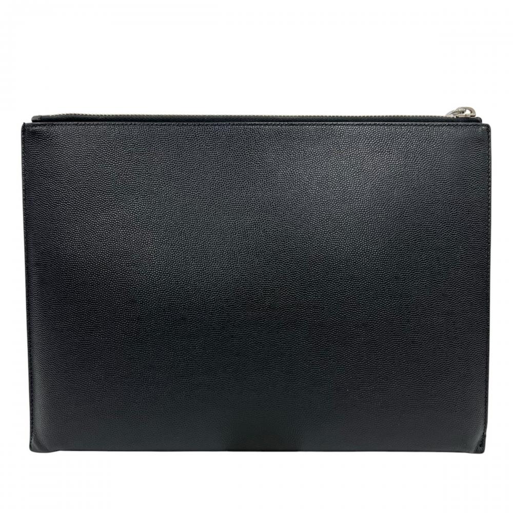 SAINT LAURENT PARIS サンローランパリ クラッチバッグ タブレットホルダー 397294 レザー ブラック 黒 シルバー金具 メンズ【中古品】