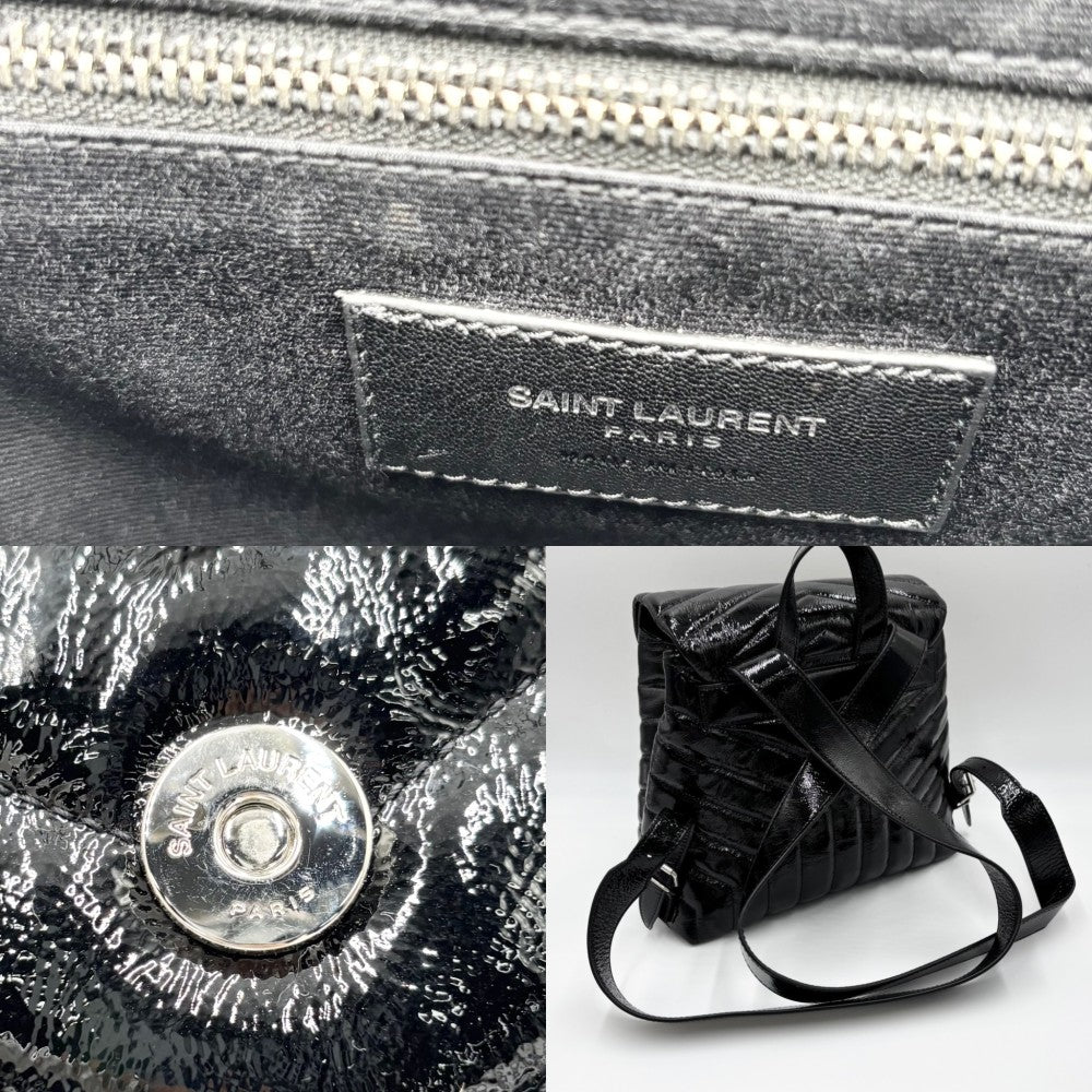 SAINT LAURENT PARIS サンローランパリ リュック ルル バックパック キルティング 鞄 かばん 487220 パテントレザー ブラック 黒 シルバー金具 レディース【中古品】