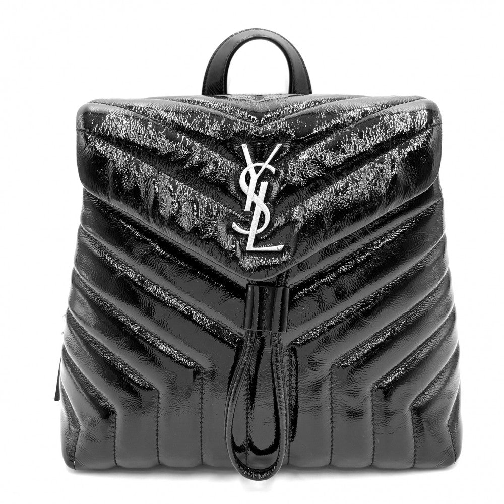 SAINT LAURENT PARIS サンローランパリ リュック ルル バックパック キルティング 鞄 かばん 487220 パテントレザー ブラック 黒 シルバー金具 レディース【中古品】