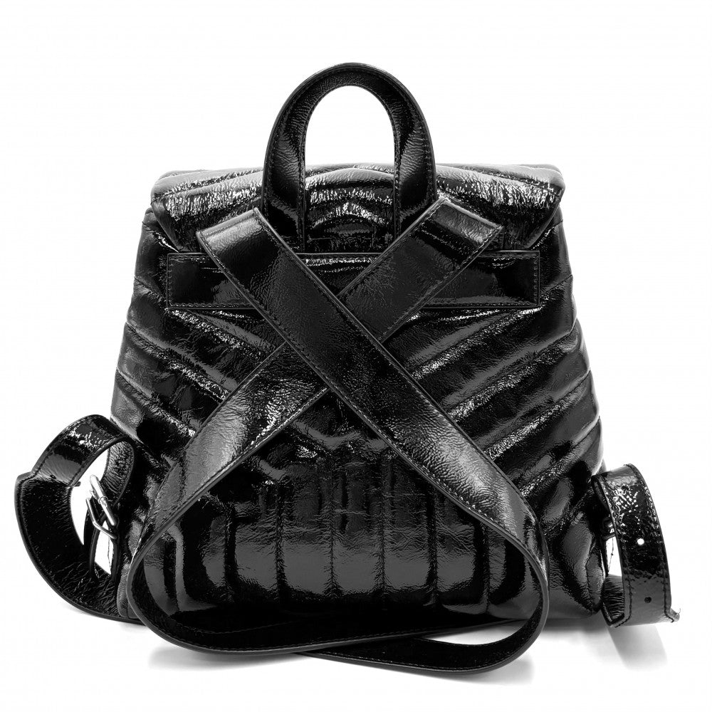 SAINT LAURENT PARIS サンローランパリ リュック ルル バックパック キルティング 鞄 かばん 487220 パテントレザー ブラック 黒 シルバー金具 レディース【中古品】