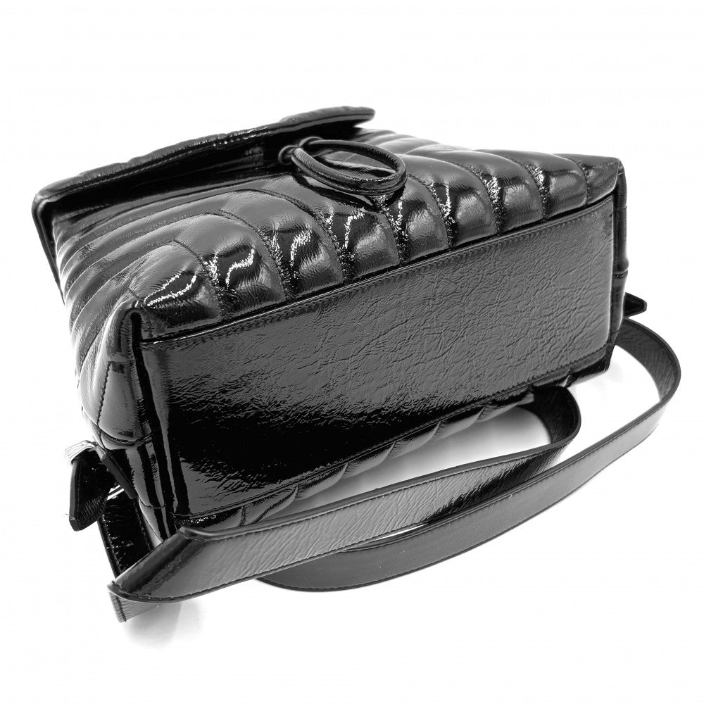 SAINT LAURENT PARIS サンローランパリ リュック ルル バックパック キルティング 鞄 かばん 487220 パテントレザー ブラック 黒 シルバー金具 レディース【中古品】